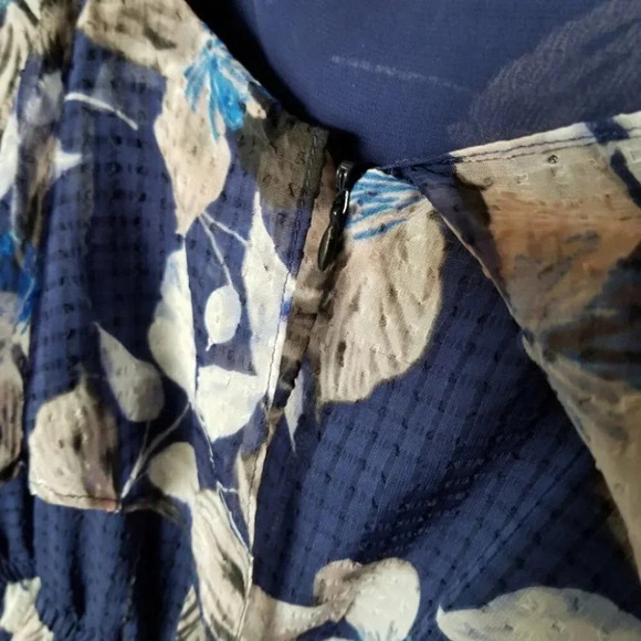 Eliza J Blue Floral Ruffle Midi Dress 14 - Picture 11 of 16